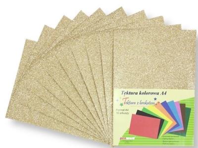 Opakowanie Tektura A4 gładka brokat żółta 10szt