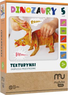 Opakowanie Tekturynki Ekopuzzle przestrzenne Dinozaury MUDUKO