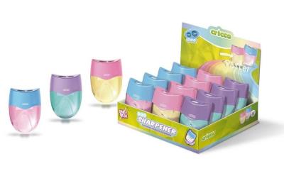 Temperówka podwójna owalna pastel (12szt) CRICCO. Wydawca: Cricco. SmakLiter.pl Opakowanie Temperówka podwójna owalna pastel (12szt) CRICCO