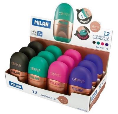 Opakowanie Temperówko-Gumka Capsula Copper (12szt) MILAN
