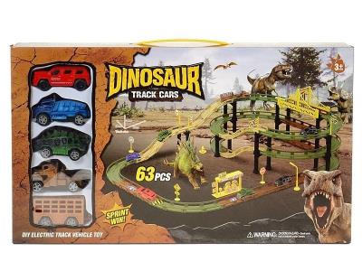 Tor samochodowy z dinozaurami na baterie. Wydawca: ADAR. SmakLiter.pl Opakowanie Tor samochodowy z dinozaurami na baterie