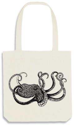 Torba bawełniana Ośmiornica Szoperka na zakupy. Wydawca: Ligarti. SmakLiter.pl Opakowanie Torba bawełniana Ośmiornica Szoperka na zakupy
