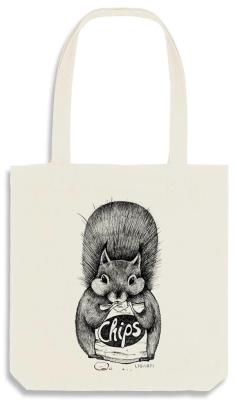 Torba bawełniana Wiewiórka z chipsami Szoperka. Wydawca: Ligarti. SmakLiter.pl Opakowanie Torba bawełniana Wiewiórka z chipsami Szoperka