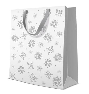 Opakowanie Torba premium Brokatowe śnieżki L Boże Narodzenie