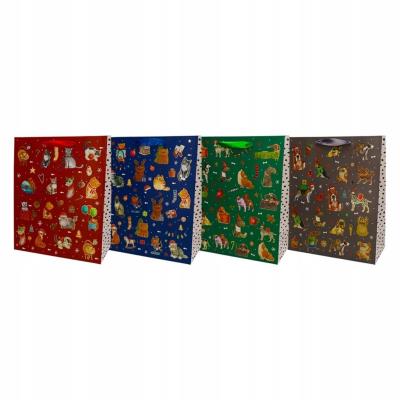 Opakowanie Torba prezentowa 26x32cm Świąteczne Psy mix