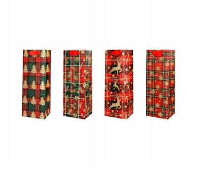 Opakowanie Torba prezentowa na butelkę 12,5x34,5 brokat mix