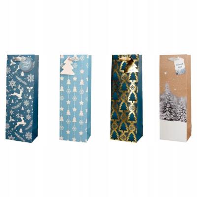 Opakowanie Torba prezentowa na butelkę12x36 Świąteczna mix
