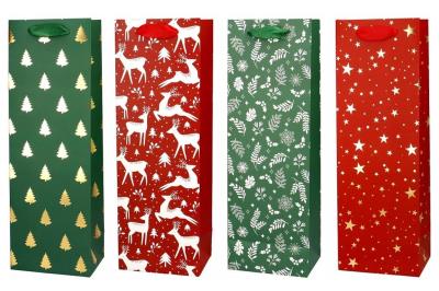 Opakowanie Torba rezentowa na butelkę 12x36 Renifer, Gwiazdki