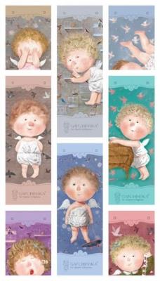 Okładka książki Torebka ozdobna Aniołki pionowa BUTELKA 33x10x9cm