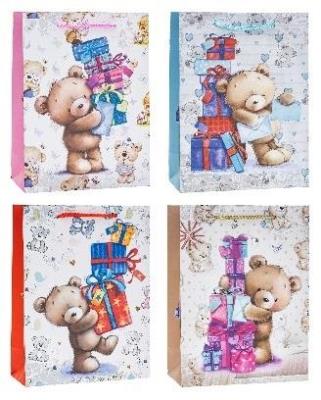 Opakowanie Torebka Pop-Up 3D Miś 26x32x10cm mix ROZETTE