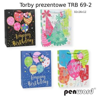 Opakowanie Torebka prezentowa urodzinowa 32x26x12cm MIX