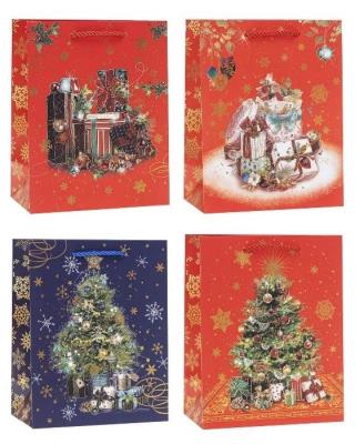 Opakowanie Torebka świąteczna 18x23x8cm mix ROZETTE