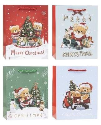 Opakowanie Torebka świąteczna brokat 18x23x8cm mix ROZETTE