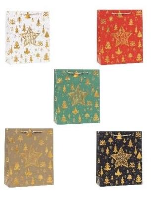 Opakowanie Torebka świąteczna brokat 26x32x10cm mix ROZETTE