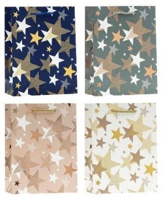 Opakowanie Torebka świąteczna Gwiazdki 18x24x8cm mix ROZETTE