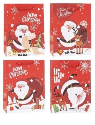 Opakowanie Torebka świąteczna Mikołaj 18x24x8cm mix ROZETTE