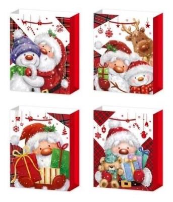 Opakowanie Torebka świąteczna Mikołaj 26x32x10cm mix ROZETTE