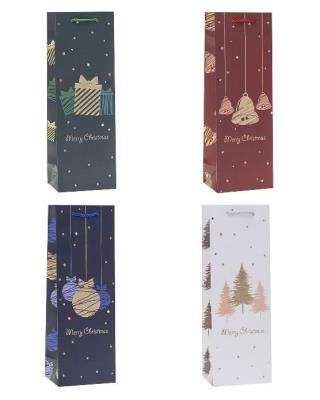 Opakowanie Torebka świąteczna na butelkę mix ROZETTE