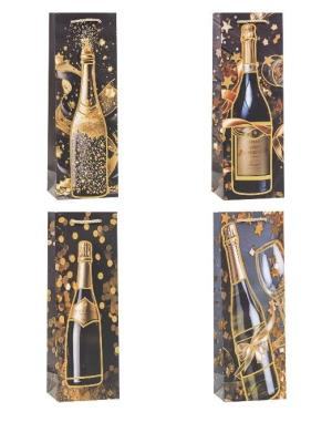 Opakowanie Torebka świąteczna na butelkę mix ROZETTE