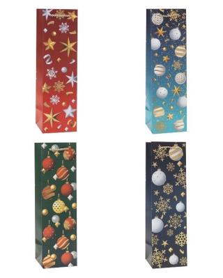 Opakowanie Torebka świąteczna na butelkę mix ROZETTE