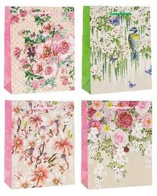 Opakowanie Torebka z brokatem Kwiaty 31x40x12cm mix ROZETTE