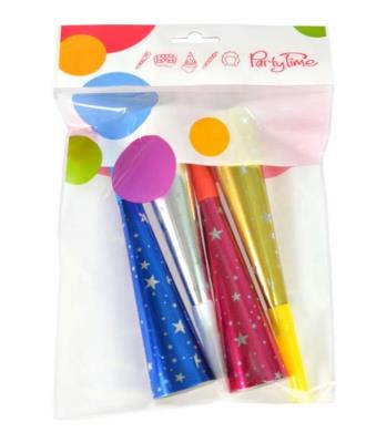 Trąbki ''Magic Party'' 4szt. Wydawca: ARPEX. SmakLiter.pl Opakowanie Trąbki ''Magic Party'' 4szt