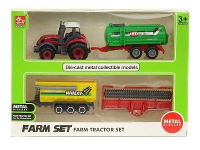 Opakowanie Traktor metalowy z 3 maszynami rolniczymi