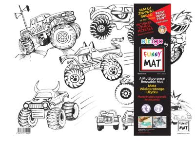 Opakowanie Transparentna mata Strigo Funny Mat Monster trucks 48x33.5 cm