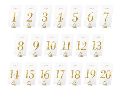 Opakowanie Transparentne numery na stół złoty 7x12cm 20szt