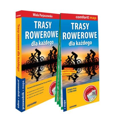 Trasy rowerowe dla każdego 2w1: przewodnik + mapa. Autor: Wiola Parjaszewska. SmakLiter.pl Okładka książki Trasy rowerowe dla każdego 2w1: przewodnik + mapa