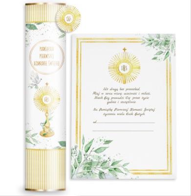 Opakowanie Tuba Pamiątka Komunijna Gołąb z Hostią