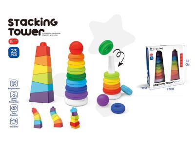 Opakowanie Układanka dla maluszka dwie tęczowe wieże 26cm