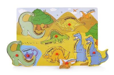 Opakowanie Układanka drewniana z pinezkami dinozaury