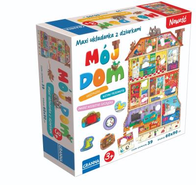 Układanka z dziurkami Maxi Mój Dom. Autor: Opracowanie zbiorowe. SmakLiter.pl Okładka książki Układanka z dziurkami Maxi Mój Dom