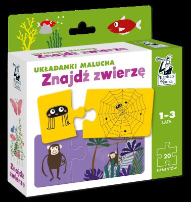 Okładka książki Układanki malucha Znajdź zwierzę Kapitan Nauka