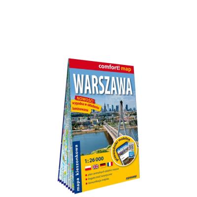 Warszawa kieszonkowy laminowany plan miasta 1:26 000. Autor: Opracowanie zbiorowe. SmakLiter.pl Okładka książki Warszawa kieszonkowy laminowany plan miasta 1:26 000