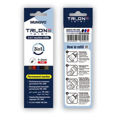 Wkłady do markerów permanentnych 3 kolory. Wydawca: Mungyo. SmakLiter.pl Opakowanie Wkłady do markerów permanentnych 3 kolory