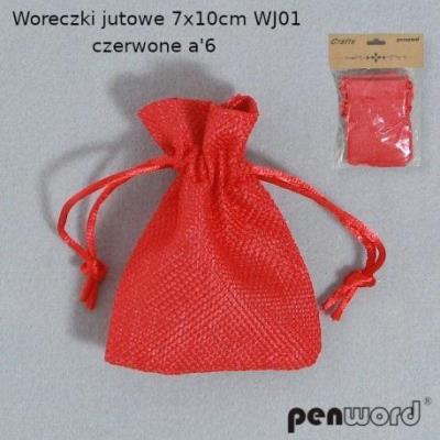 Opakowanie Woreczki jutowe czerwone 7x10cm 6szt
