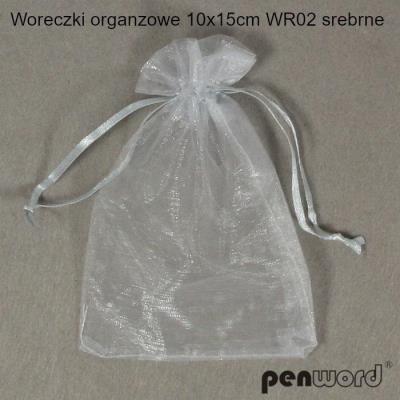 Opakowanie Woreczki organzowe srebrne 15x10cm 10szt