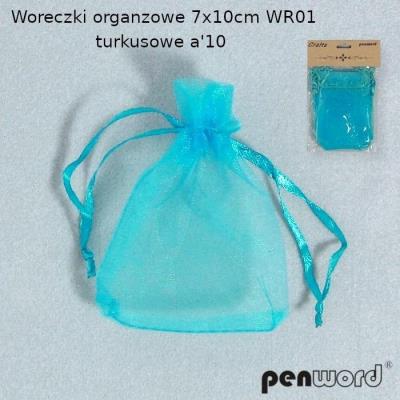 Opakowanie Woreczki organzowe turkusowe 7x10cm 10szt