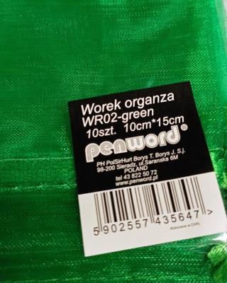 Opakowanie Woreczki organzowe zielone 10x15cm 10szt