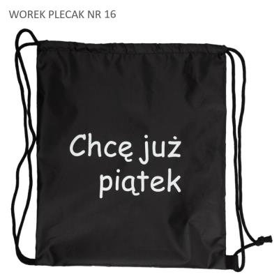 Opakowanie Worek plecak czarny Chcę już piątek