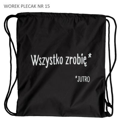 Opakowanie Worek plecak czarny Wszystko zrobię jutro