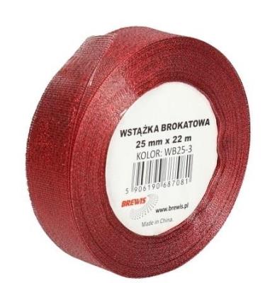 Opakowanie Wstążka brokatowa czerwona 25mmx22m