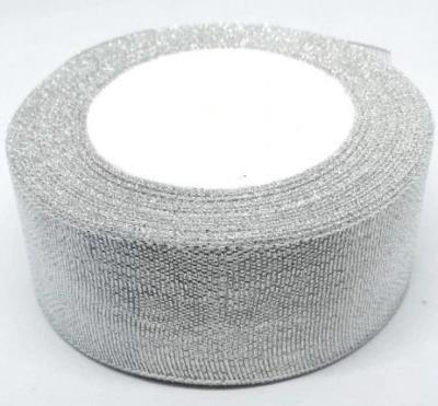 Opakowanie Wstążka brokatowa srebrna 38mmx22m
