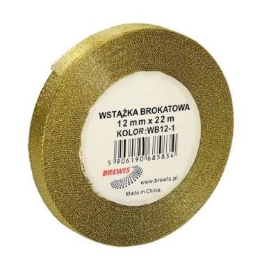 Wstążka brokatowa złota 12mmx22m. Wydawca: Brewis. SmakLiter.pl Opakowanie Wstążka brokatowa złota 12mmx22m