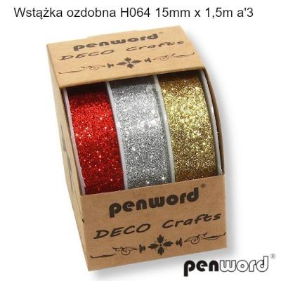 Opakowanie Wstążka ozdobna 15mmx1.5m 3szt (12szt)