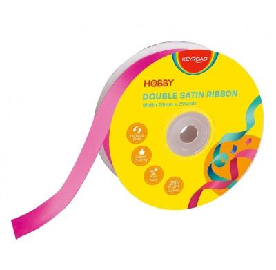 Opakowanie Wstążka podwójna satynowa różowa 25mmx22,86m