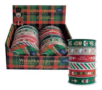 Opakowanie Wstążka rypsowa 3m Christmas (12szt)