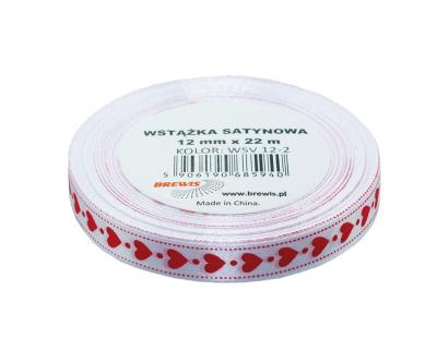Opakowanie Wstążka satynowa serca biała 12mmx22m